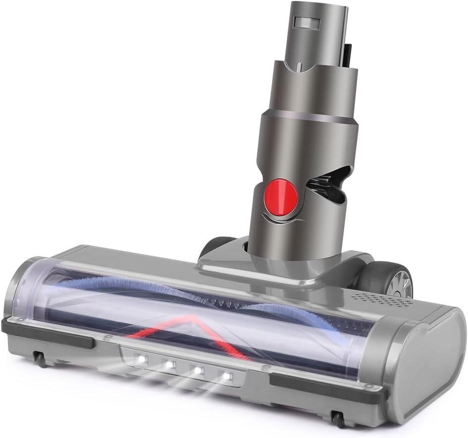 Hardwood Floor Attachment for Dyson V6 DC58 DC59 DC61 DC62 DC74 DC Series Vacuum Cleaners with LED Headlights, V Shape Turbo Bristle Brush Head Replacement