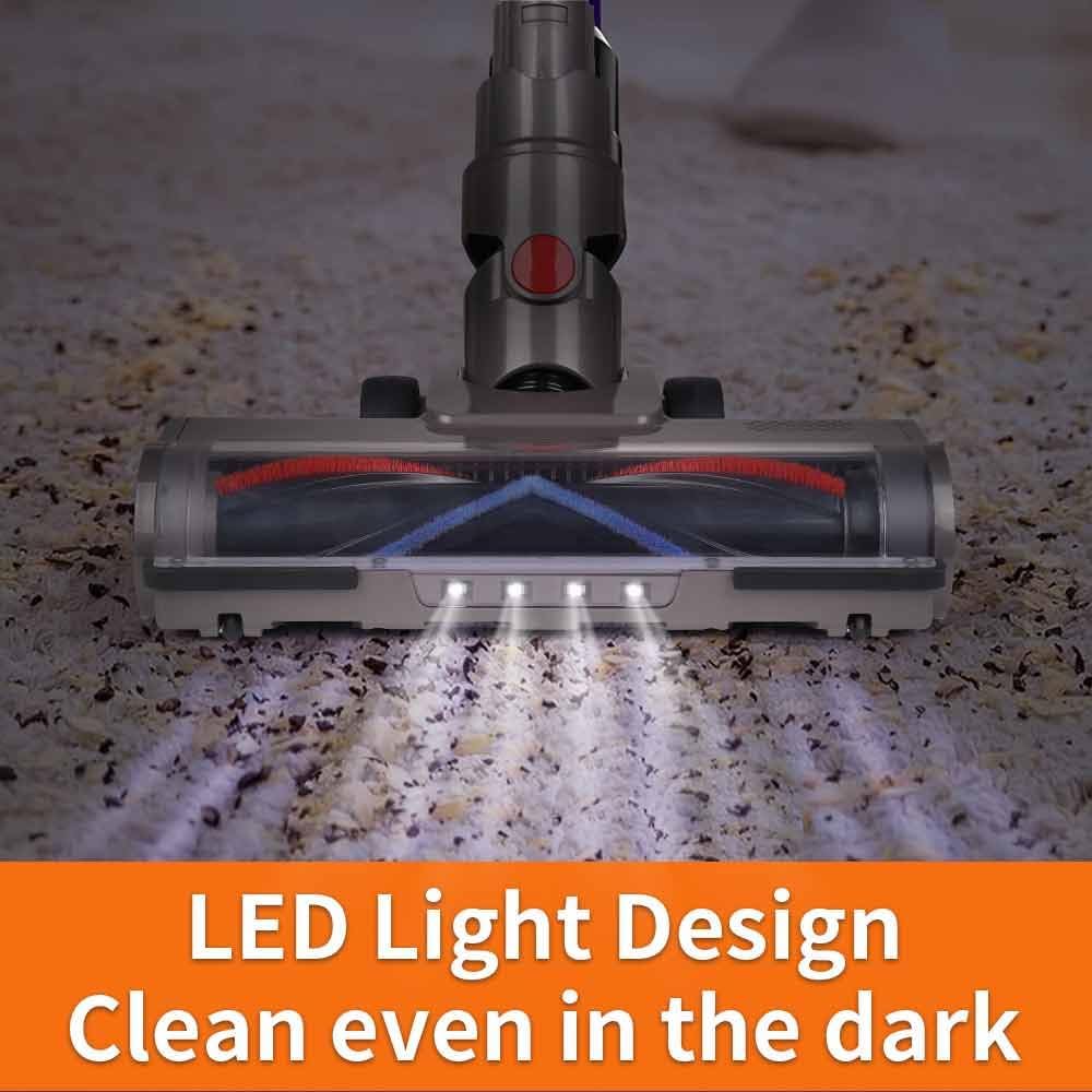 Hardwood Floor Attachment for Dyson V6 DC58 DC59 DC61 DC62 DC74 DC Series Vacuum Cleaners with LED Headlights, V Shape Turbo Bristle Brush Head Replacement