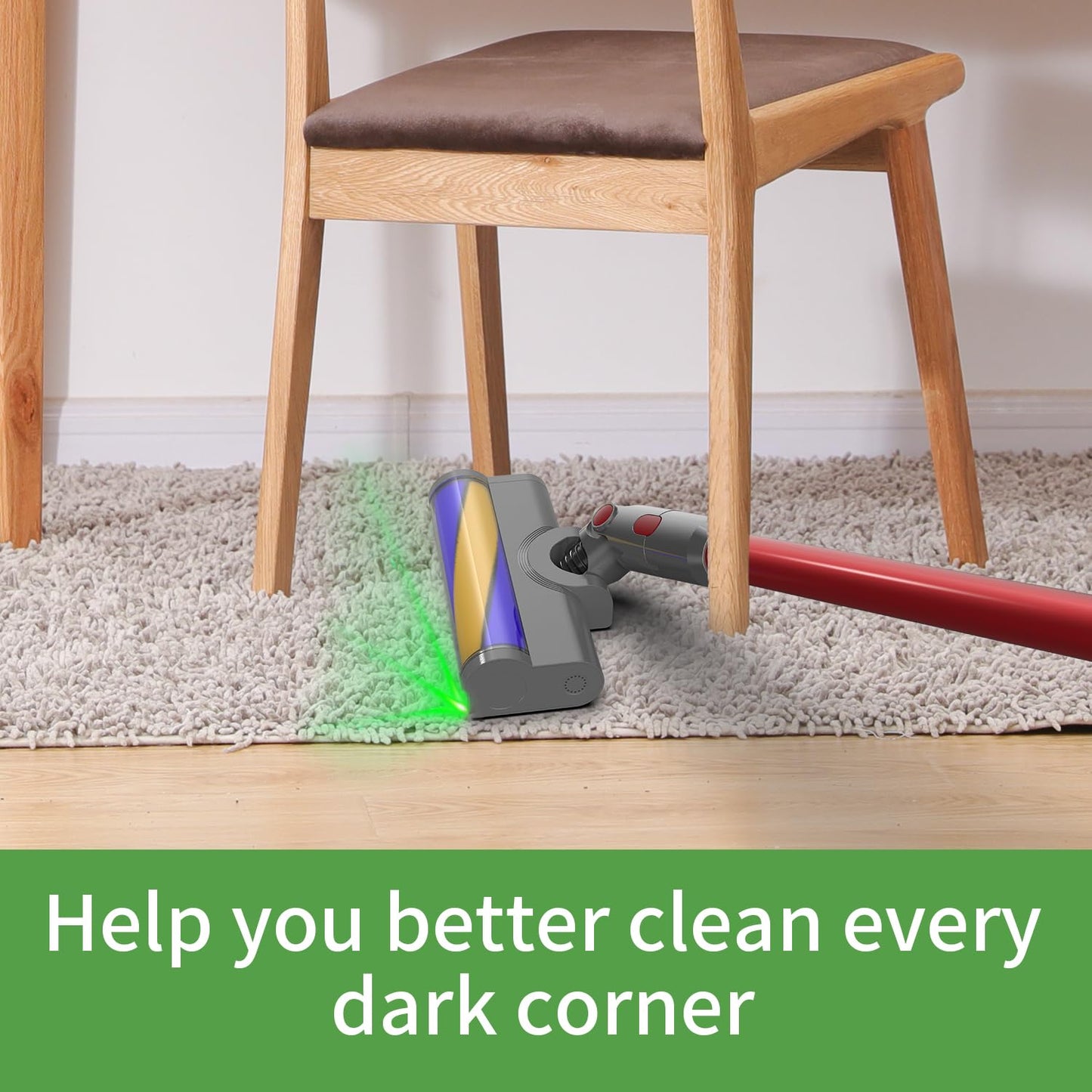 Vacuum Cleaners Parts for Dyson V7 V8 V10 V11 V15, Roller Brush Power Head Replacement with Green LED Light, Motorhead Hardwood Floor Attachments for Vacuum (D025)