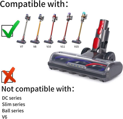Hardwood Floor Attachment for Dyson V7 V8 V10 V11 V15 SV10 SV12 SV14 Animal Absolute Vacuum Cleaners with LED Headlights, Bristle Roller Brush Head Replacement Parts