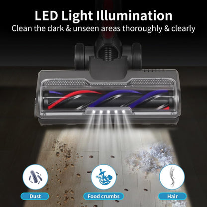 Hardwood Floor Attachment for Dyson V7 V8 V10 V11 V15 SV10 SV12 SV14 Animal Absolute Vacuum Cleaners with LED Headlights, Bristle Roller Brush Head Replacement Parts