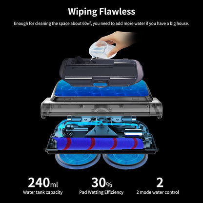 Ancocs mop accessory for Dyson V7 V8 V10 V11 V15 vacuum cleaner, electric floor mop with LED light, removable water tank and six washable mops